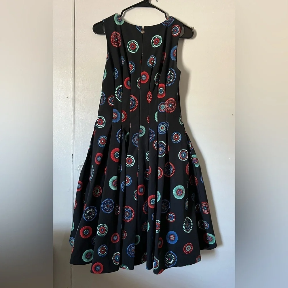 Kate Spade Black Midi Dress with Vibrant Patterns